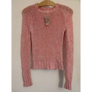 American Eagle Pink Marled Angora Wool Blend Open Knit‎ Sweater Small NWT